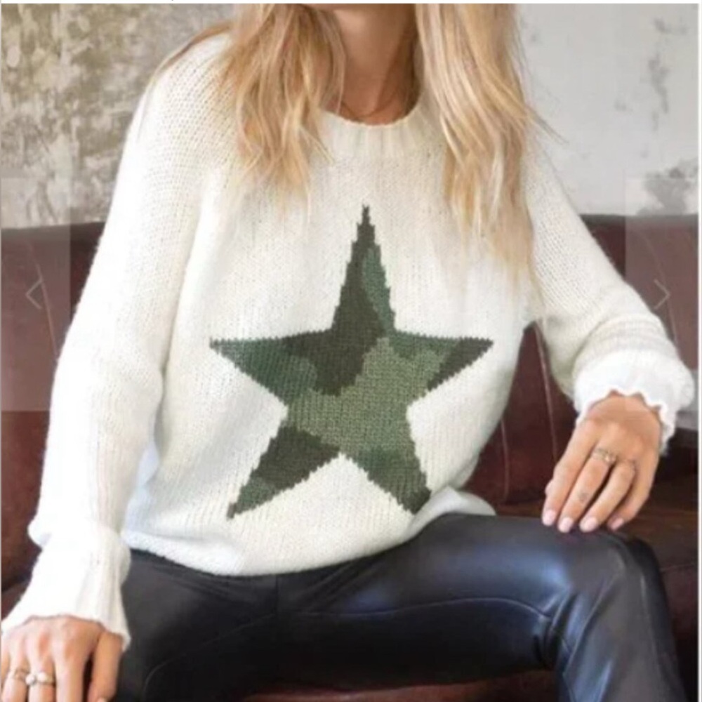 Wooden Ship Camo Star Raglan Wool Blend Crewneck Sweater